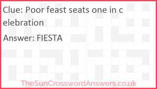 Poor feast seats one in celebration Answer
