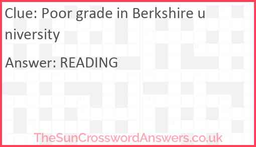 Poor grade in Berkshire university? Answer