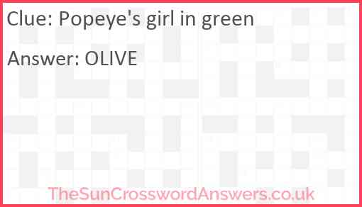 Popeye's girl in green Answer