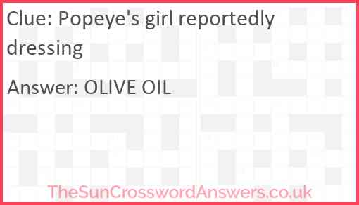 Popeye's girl reportedly dressing Answer