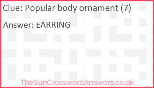 Popular body ornament (7) Answer