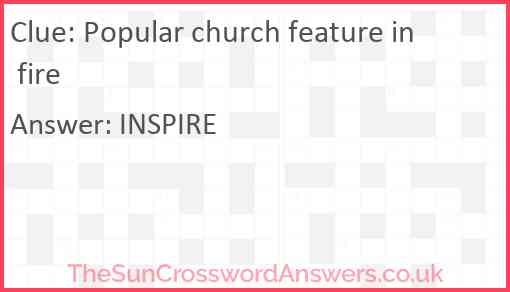 Popular church feature in fire Answer