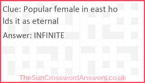 Popular female in east holds it as eternal Answer