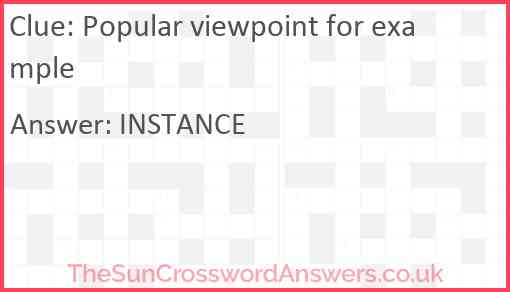 Popular viewpoint for example Answer
