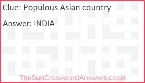 Populous Asian country Answer
