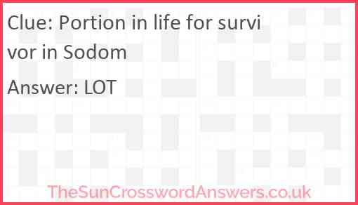 Portion in life for survivor in Sodom Answer