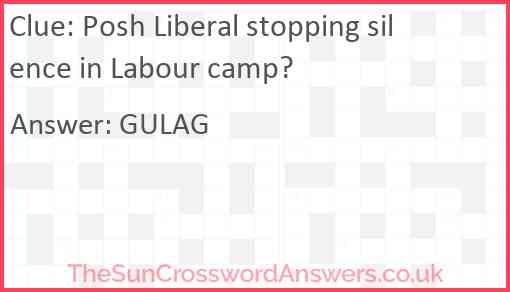 Posh Liberal stopping silence in Labour camp? Answer