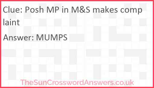 Posh MP in M&S makes complaint Answer