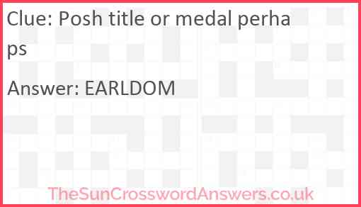 Posh title or medal perhaps Answer