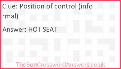 Position of control (informal) Answer