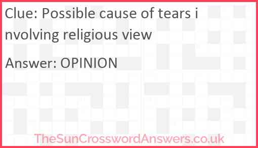 Possible cause of tears involving religious view Answer