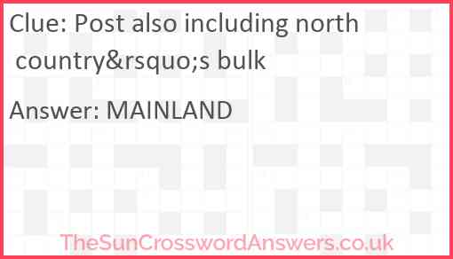 Post also including north country&rsquo;s bulk Answer