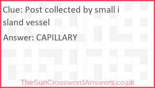 Post collected by small island vessel Answer