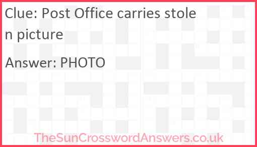 Post Office carries stolen picture Answer
