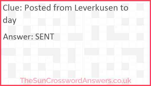 Posted from Leverkusen today Answer