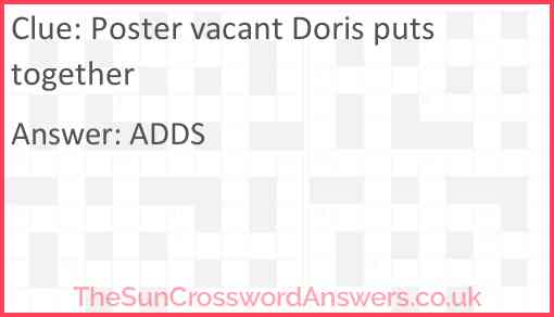 Poster vacant Doris puts together Answer