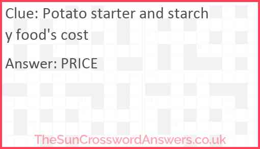 Potato starter and starchy food's cost Answer