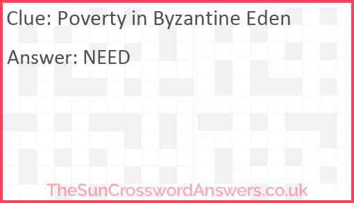 Poverty in Byzantine Eden Answer