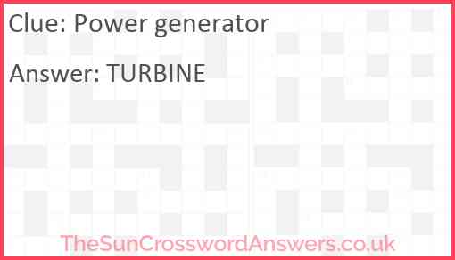 Power generator Answer