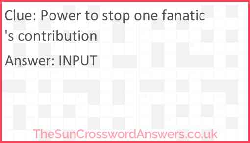 Power to stop one fanatic's contribution Answer