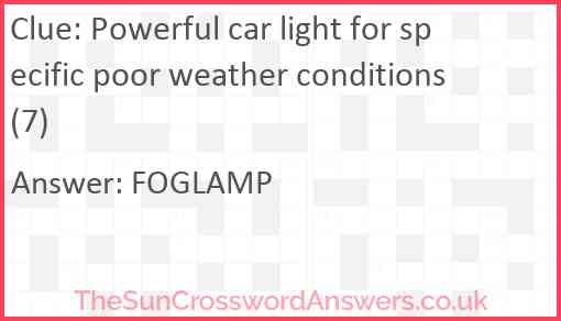 Powerful car light for specific poor weather conditions (7) Answer