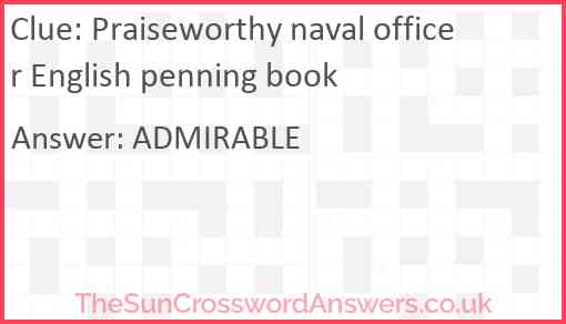 Praiseworthy naval officer English penning book Answer