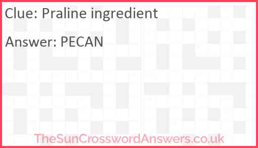 Praline ingredient Answer