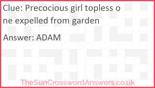 Precocious girl topless one expelled from garden Answer