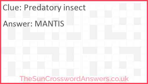 Predatory insect Answer