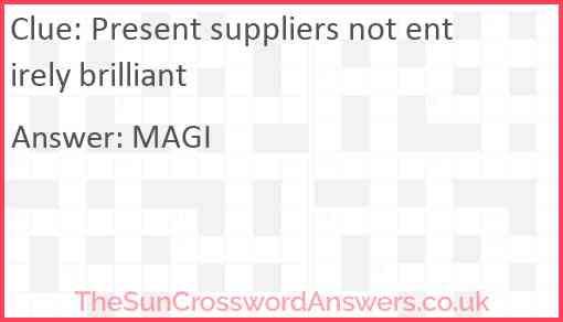 Present suppliers not entirely brilliant Answer