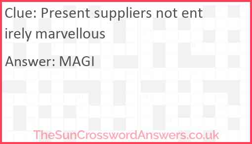 Present suppliers not entirely marvellous Answer