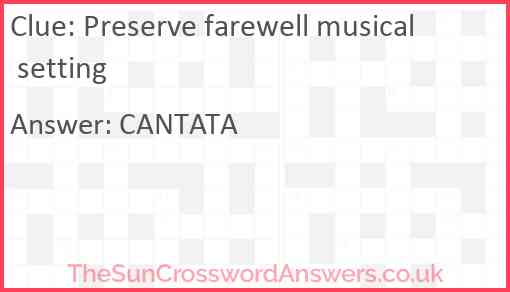 Preserve farewell musical setting Answer