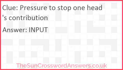 Pressure to stop one head's contribution Answer