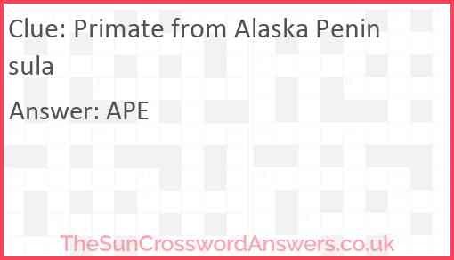 Primate from Alaska Peninsula Answer