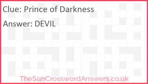 Prince of Darkness Answer