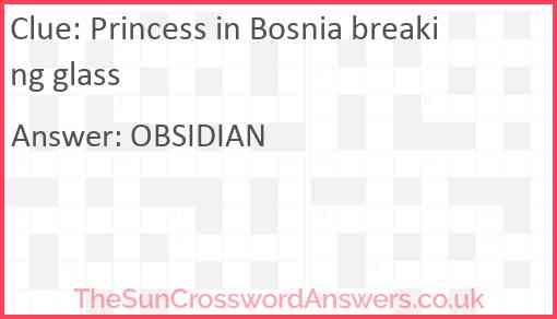 Princess in Bosnia breaking glass Answer