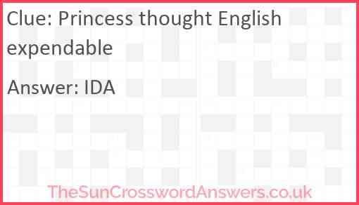 Princess thought English expendable Answer