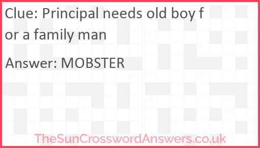 Principal needs old boy for a family man Answer