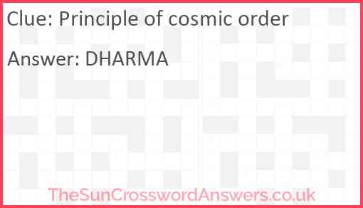 Principle of cosmic order Answer