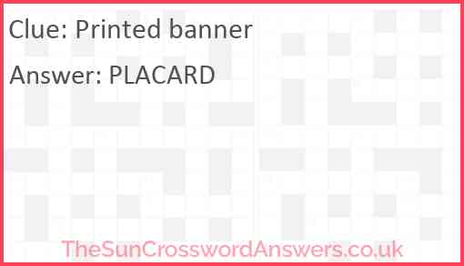 Printed banner Answer
