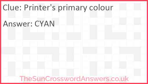 Printer's primary colour Answer