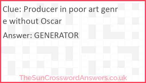 Producer in poor art genre without Oscar Answer