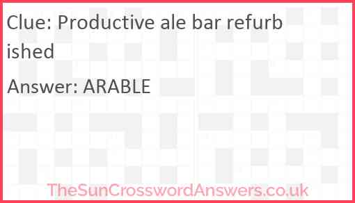 Productive ale bar refurbished Answer
