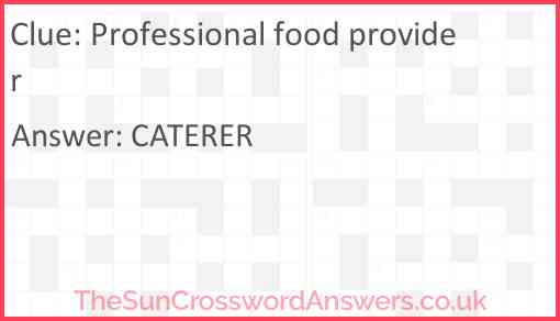Professional food provider Answer