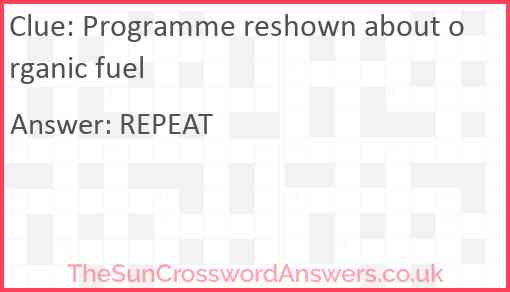 Programme reshown about organic fuel Answer