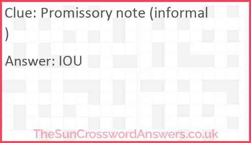 Promissory note (informal) Answer