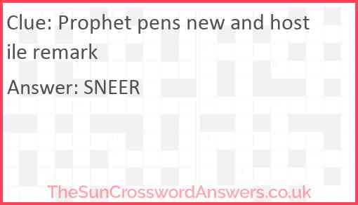 Prophet pens new and hostile remark Answer
