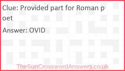 Provided part for Roman poet Answer