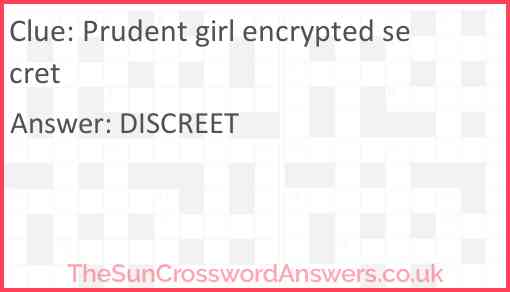 Prudent girl encrypted secret Answer