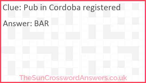 Pub in Cordoba registered Answer
